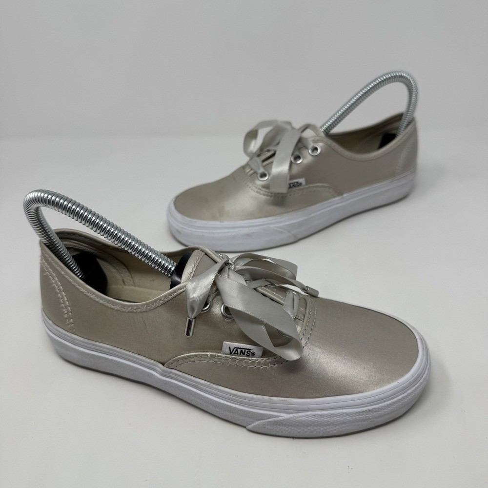 Vans Authentic Satin Lux Metallic Gold Sneaker Lace Up Shoe Men's 4.5 Women's 6